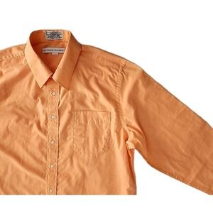 VTG Irvine Park Men's 17-TL Oxford Dress Shirt Solid Peach Wrinkle-Resistant EUC